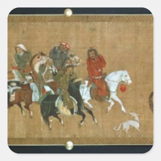 A convoy of Mongols, Chinese, 14th century Square Sticker (Front)