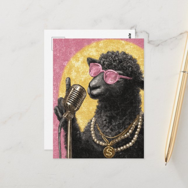 A Cool Black Sheep Singer Postcard (Front/Back In Situ)