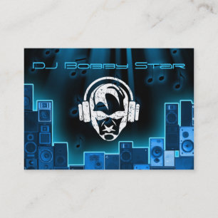 A cool DJ logo blue laser business card