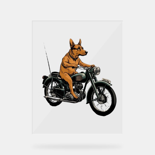 A Cool Dog Riding a Motorcycle Acrylic Sign (Front)
