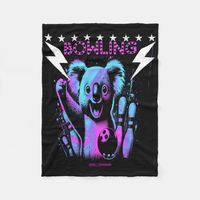 A Cool Koala Bear Bowling With Lightning Strike  Fleece Blanket (Front)