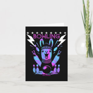 A Cool Llama Bowling With Lightning Strike  Card