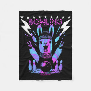 A Cool Llama Bowling With Lightning Strike Fleece Blanket