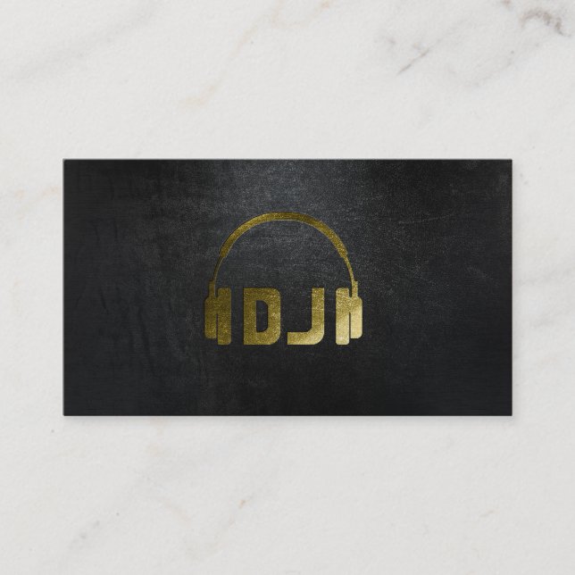 A cool matte black and gold DJ business card (Front)
