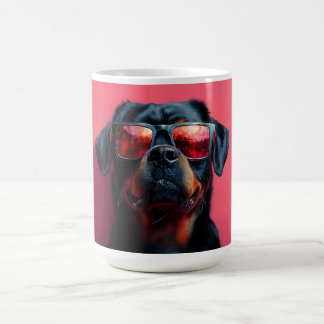 A cool rottweiler with sunglasses coffee mug