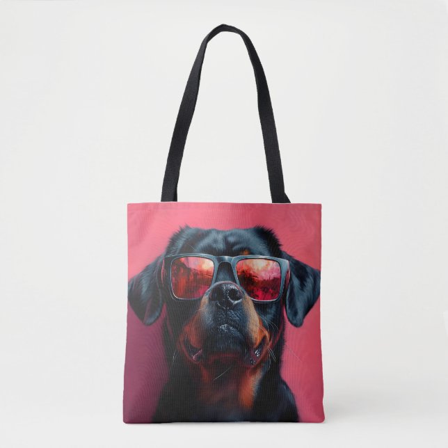 A cool rottweiler with sunglasses tote bag (Front)