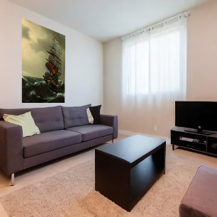 A cool ship on the stormy ocean   AI Art Poster