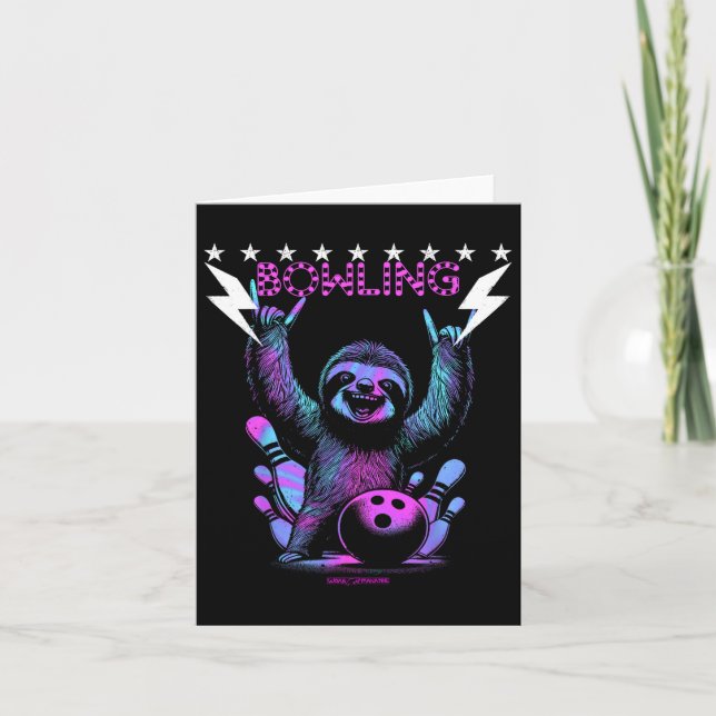 A Cool Sloth Bowling With Lightning Strike  Card (Front)
