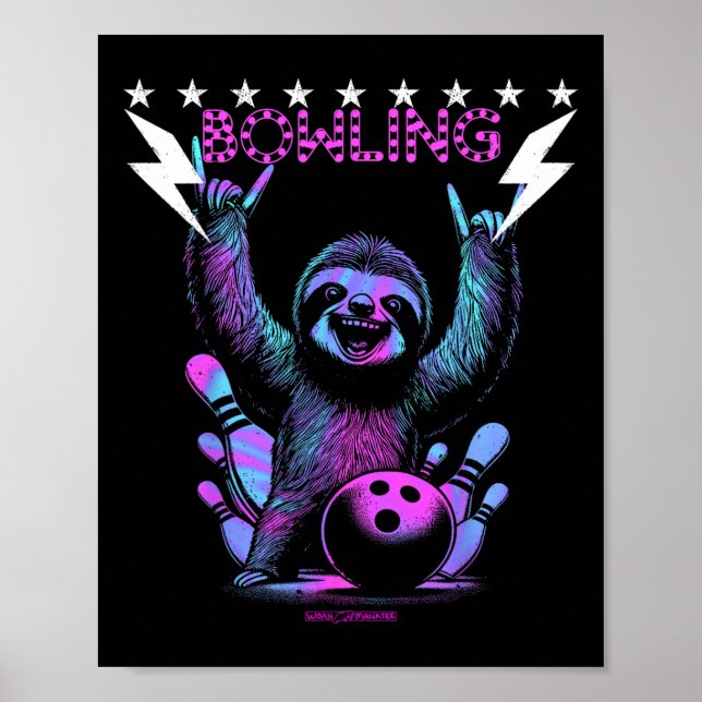 A Cool Sloth Bowling With Lightning Strike  Poster (Front)