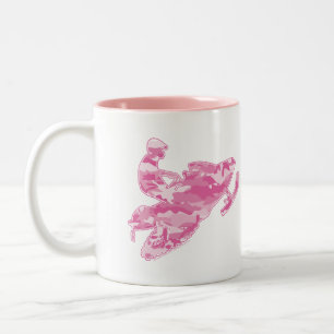 A Cool Snowmobiler in Pink Camouflage Two-Tone Coffee Mug