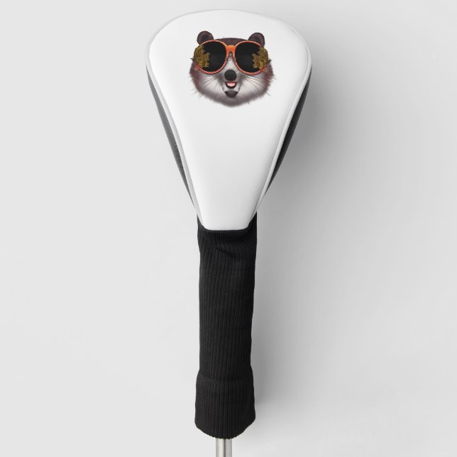A Cool Tanuki With Ornate Sunglasses  Golf Head Cover (Front)