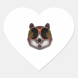 A Cool Tanuki With Ornate Sunglasses Heart Sticker