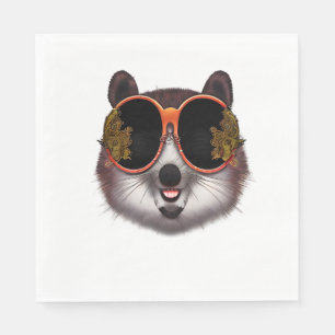 A Cool Tanuki With Ornate Sunglasses Napkin