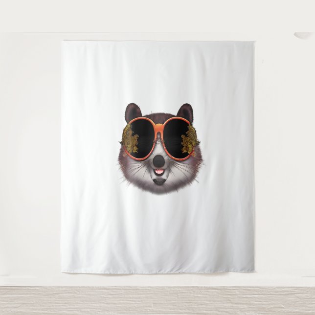 A Cool Tanuki With Ornate Sunglasses  Tapestry (Front)
