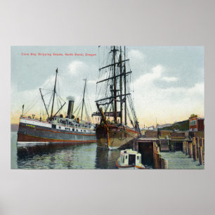 A Coos Bay Shipping Scene at Dock Poster