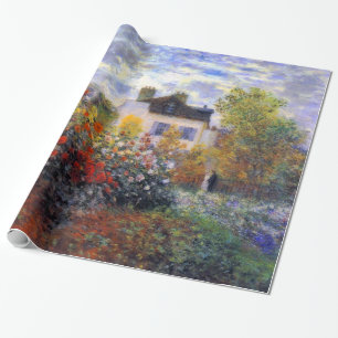 A Corner of the Garden with Dahlias Claude Monet Wrapping Paper