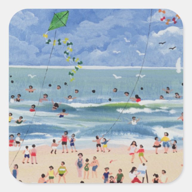 A Cornish Beach Square Sticker (Front)