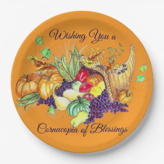 A Cornucopia of Blessings Paper Plate