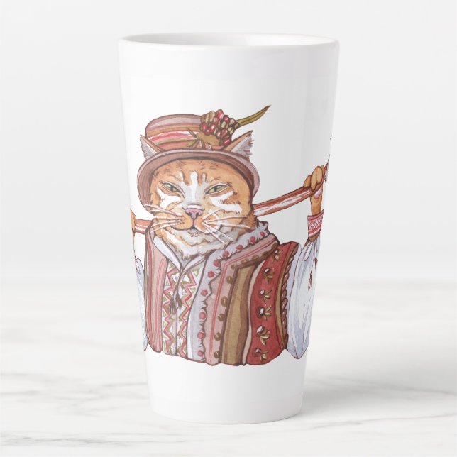 A Cossack cat in traditional costume Latte Mug (Front)