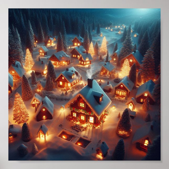 A cosy Christmas village Poster (Front)