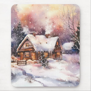 A Cosy Cottage in winter Mouse Pad