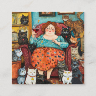 A Cosy Evening with Childless Cat Lady Square Business Card