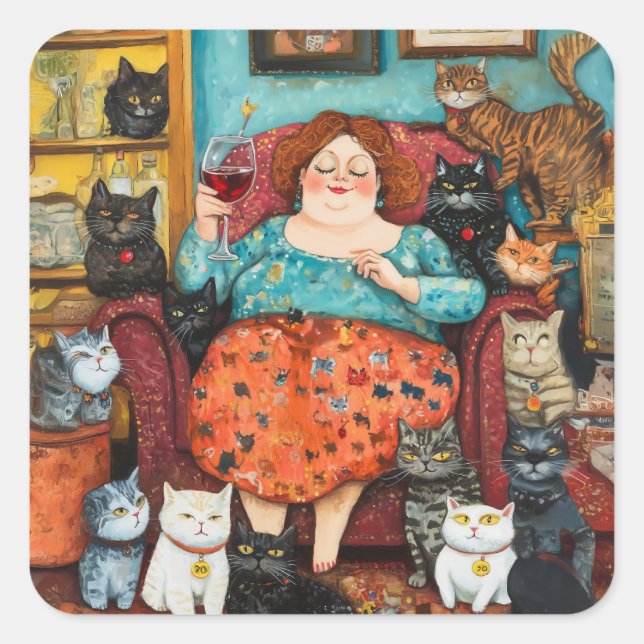A Cosy Evening with Childless Cat Lady Square Sticker (Front)