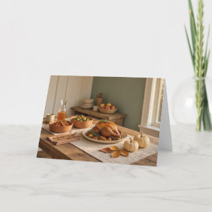 “A Cosy Feast of Gratitude.” Thank You Card