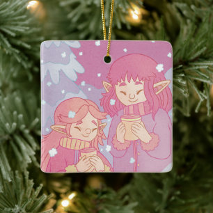 A Cosy Morning Coffee Ceramic Ornament