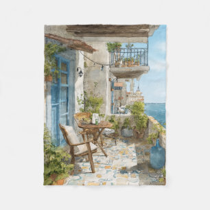 A Cosy Seaside Balcony Fleece Blanket