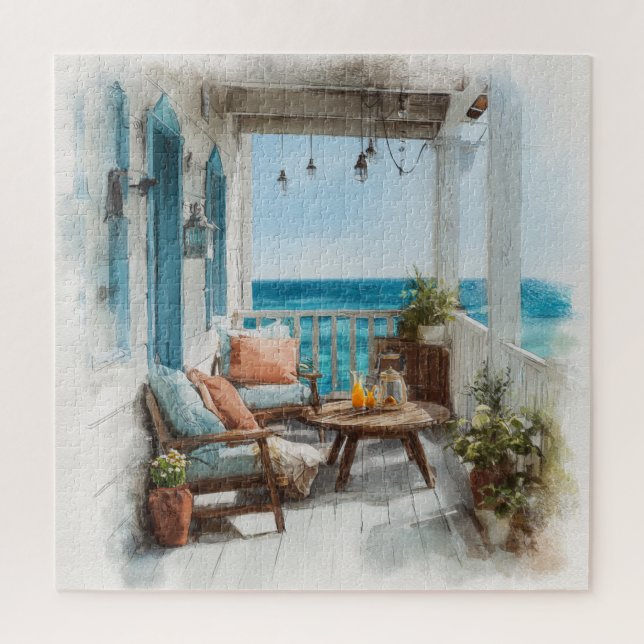 A Cosy Seaside Balcony Jigsaw Puzzle (Vertical)