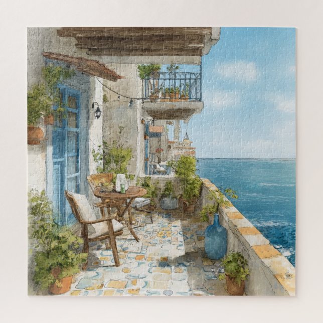 A Cosy Seaside Balcony Jigsaw Puzzle (Vertical)