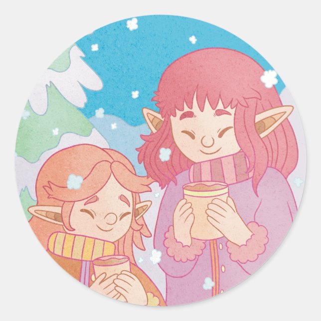 A Cosy Winter Day Classic Round Sticker (Front)