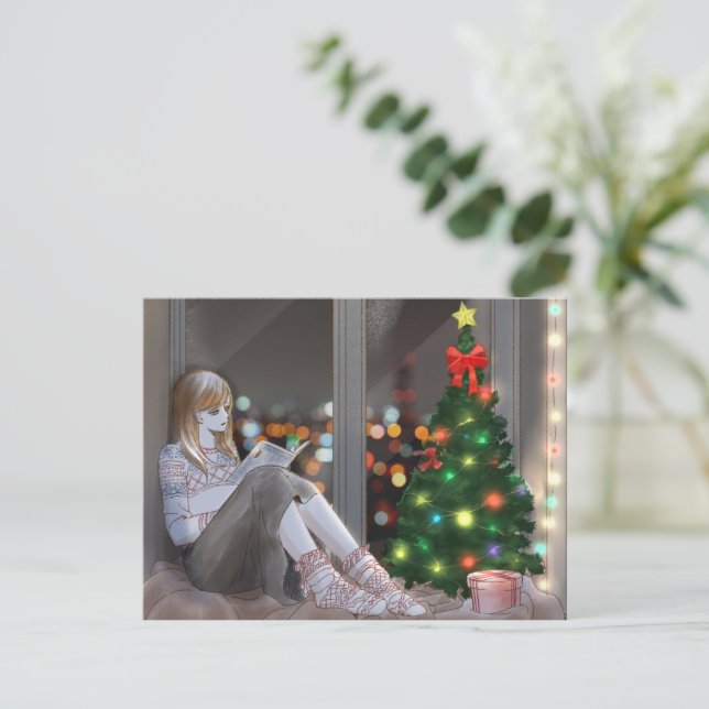 A cosy winter night. holiday postcard (Standing Front)