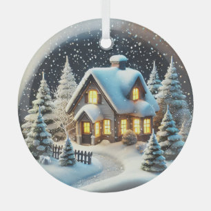 A Cosy Winter's Eve Glass Tree Decoration