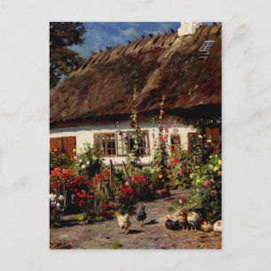 A Cottage Garden with Chickens by Peder Monsted Postcard