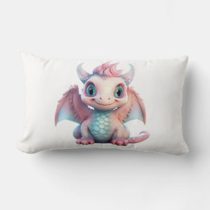A cotton candy baby dragon lumbar cushion