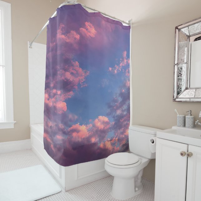 A Cotton Candy Sky Shower Curtain (In Situ)