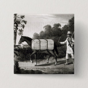 A Cotton Carrier, from 'Travels in Brazil' 15 Cm Square Badge