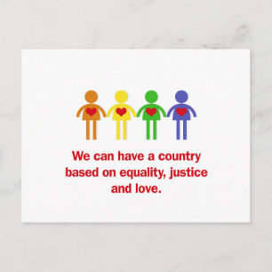 A Country Based on Equality, Justice and Love Postcard