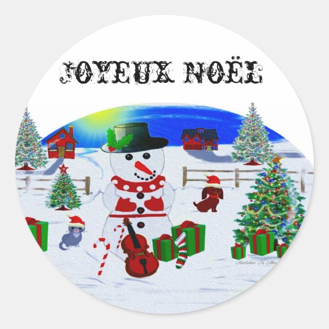 A Country Christmas Classic Round Sticker (Front)