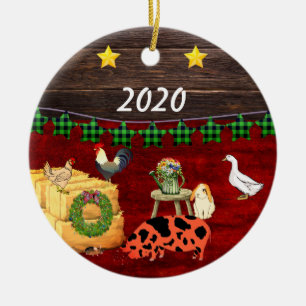 A Country Christmas KuneKune Pig Ceramic Ornament