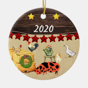 A Country Christmas KuneKune Pig Ceramic Ornament