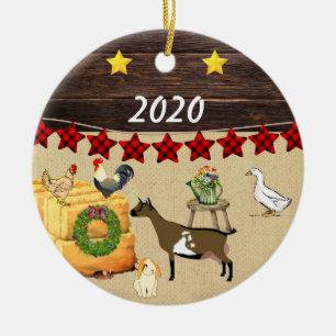 A Country Christmas Nigerian Dwarf Goat Ceramic Ornament