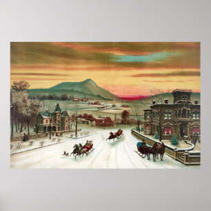 A Country Christmas Scene Poster