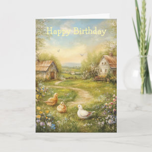 A Country Farmhouse and Barn Card
