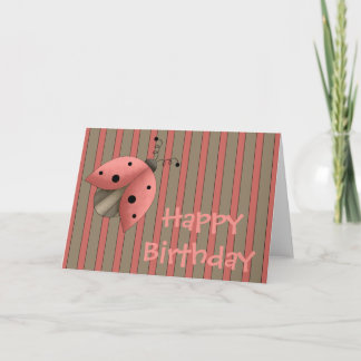 A Country Garden Ladybug Birthday Card (Red)