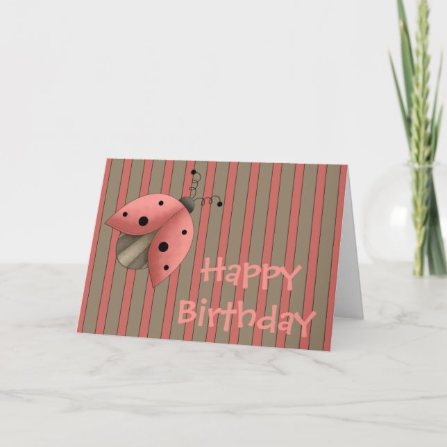 A Country Garden Ladybug Birthday Card (Red) (Front)