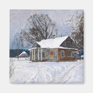 A Country House at Dusk in Winter Magnet