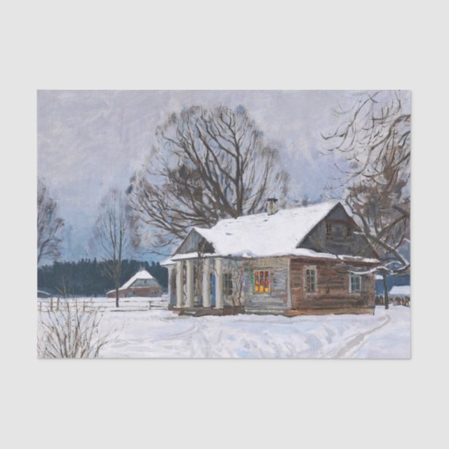 A Country House at Dusk in Winter Tissue Paper (Front)